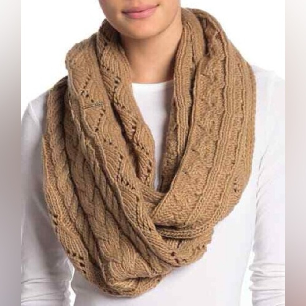 Michael Kors Camel Tan Cable Knit Infinity Scarf
